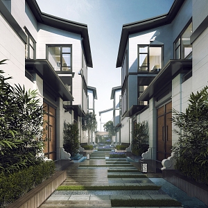 New Chinese Townhouse Villa 3d model