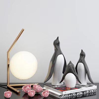 Modern Ornaments Combination Table Lamp Penguin Decoration Ornaments 3d model