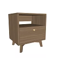 Modern Minimalist Wooden Bedside Table With Single Drawer And Tapered Legs