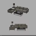 Elegant Modern Sofa Coffee Table Set With Armchair Side Table And Table Lamp 3d model