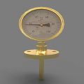 Industrial Pressure Gauge With Golden Dial Scale Pointer And Base For Equipment