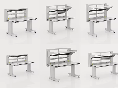 Mobile Workbench With Metal Frame Shelves Drawers And Wheels In Multiple Angles 3d model