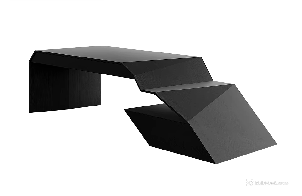 Modern Black Desk With Geometric Structure And Unique Design Elements 3d model 