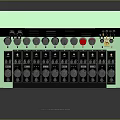 Modern Green Black Audio Mixer With Multiple Knobs Buttons And Display Panels