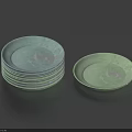Elegant Dinnerware Set With Multiple Stackable Plates In Green And Blue Hues