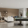 Modern Recreational Room Interior With Sofa And Billiard Table 3d model