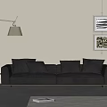 POLIFORM modern leather sofa in-line sofa floor lamp carpet painting 3d model