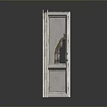 White Wooden Door Furniture With Damaged Frame And Glass Panel Cracks