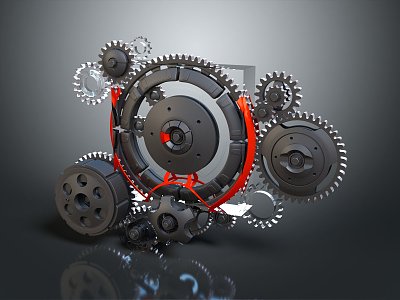 modern gear large gear small gear 3d model