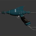 Futuristic Blue Sci Fi Weapon With Coiled Grip Spiked Tip And Sleek Design