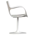 Sleek Minimalist Dining Chair With Curved Armrests Gray Upholstered Seat And Metal Legs