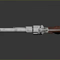 Silver Metal Revolver With Red Wooden Grip Isolated On Gray Background With Reflection