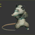3D Rendered Cartoon Opossum Character in Standing Pose With Long Pink Tail