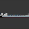 Water Transport Vessels Including Bulk Carrier and Container Ship with Flat Deck and Stacked Containers