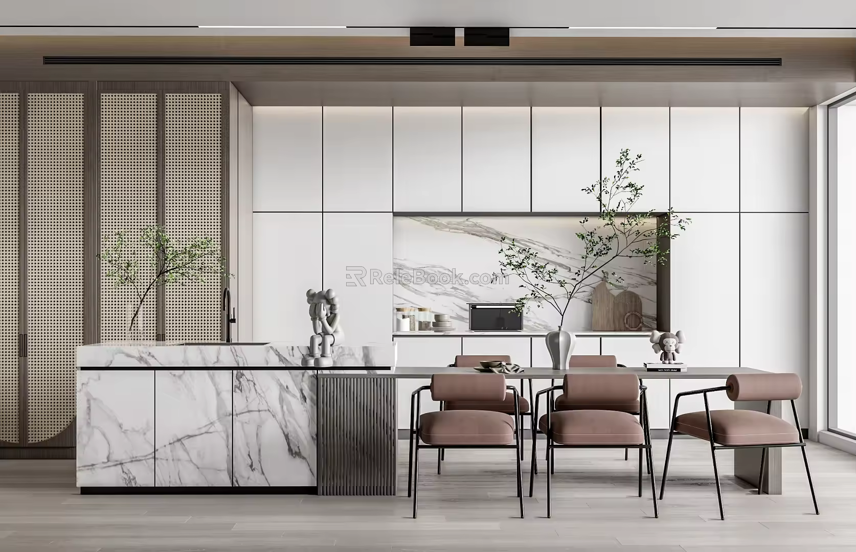Modern Dining Table and Chair Combination Open Bar Combination 3d model