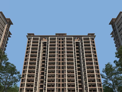 Modern residential area high-end residential courtyard landscape 3d model