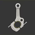 Silver Metal Connecting Rod Mechanical Part With Yellow Bearing And Circular Bolts