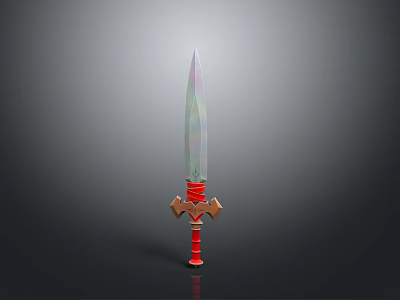 Elegant Decorative Sword With Colorful Sheen Red Hilt And Golden Accents 3d model