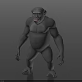 3D Gorilla Model in Standing Pose with Gray Muscular Body Design