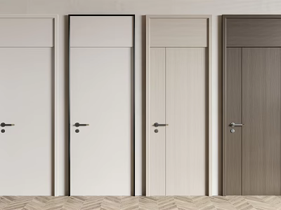 Modern Hinged Doors with Various Colors and Wood Texture for Interior Spaces 3d model