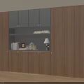 Modern Minimalist Wood And Grey Side Cabinet With Open Storage Display For Home Dining Space