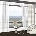 Modern Curtain Window Screen Lazy Sofa 3d model