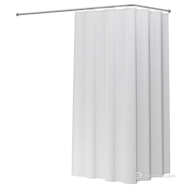 White Shower Curtain Essential Bath Accessory For Modern Bathroom Decor 3d model 