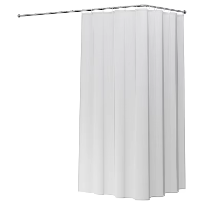 White Shower Curtain Essential Bath Accessory For Modern Bathroom Decor 3d model