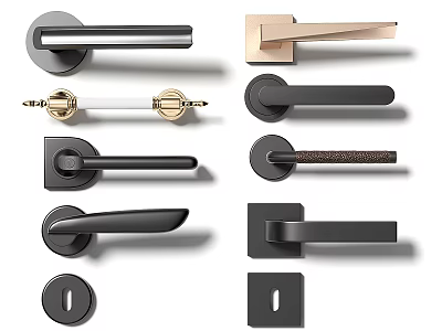 Modern Door Handles With Various Designs And Metal Finishes For Home Use 3d model