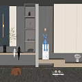 Modern Shoe Cabinet Design With LED Lighting And Decorative Storage Shelves