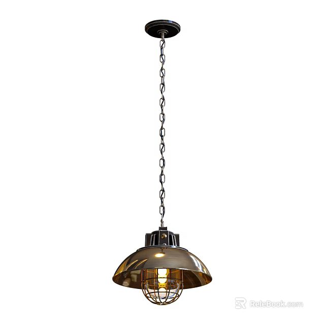 Modern Brass Dome Shaped Pendant Light With Hanging Chain For Home Interior 3d model 