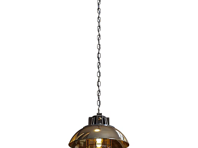 Modern Brass Dome Shaped Pendant Light With Hanging Chain For Home Interior 3d model