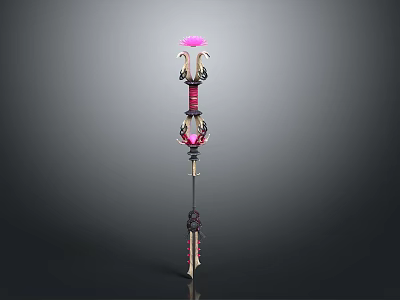 Trendy Women's Fashion Accessory with Pink Floral Design and Black Gold Detailing 3d model