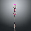 Trendy Women's Fashion Accessory with Pink Floral Design and Black Gold Detailing