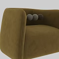 Tan Velvet Single Sofa Featuring Modern Rounded Arms And Comfortable Design