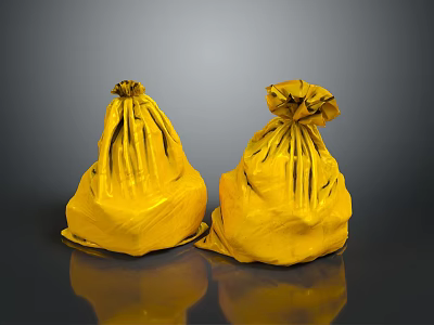 Yellow Disposable Trash Bags Essential Household Items For Everyday Home Use 3d model