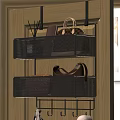 Black Mesh Wall Mounted Storage Bins With Two Tier Design For Handbags And Notebooks