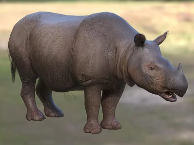 Large Reptile With Rough Skin Standing On Grassland And Open Mouth 3d model