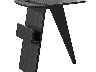 Modern Black Wooden Side Table With Geometric Triangular Legs And Side Storage 3d model
