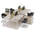 Modern Office Workspace With Desks Partitions Monitors And Ergonomic Chairs