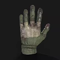 Tactical Military Style Green Brown Protective Glove With Worn Leather Texture