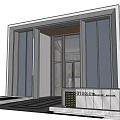 Minimalist Modern Entrance Gate Design With Glass Doors Metal Frame And Stone Steps