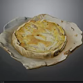 Homemade Golden Brown Chicken Potato Pie On Textured Paper Plate