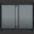 Modern Double Door Cabinet With Glass Panels And Metal Handles