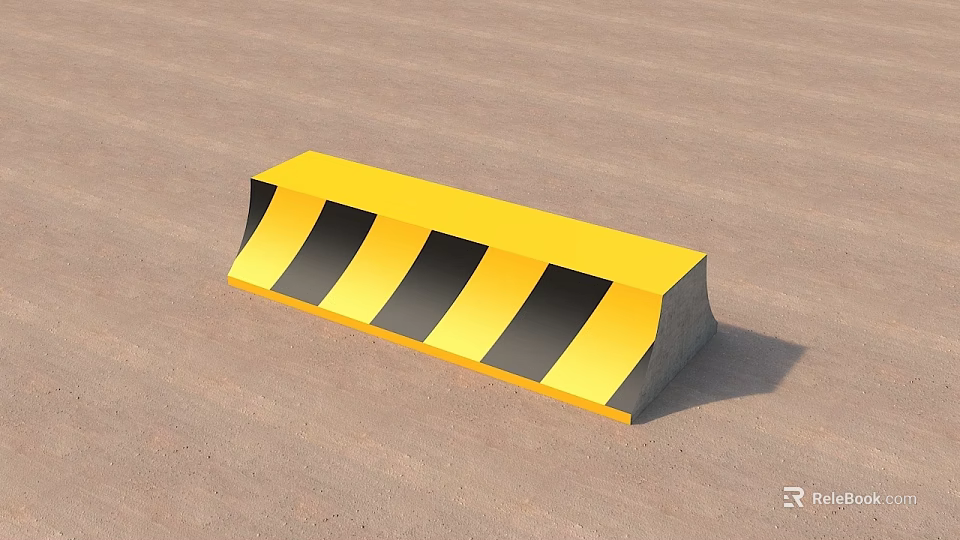 High Visibility Road Barrier With Yellow And Black Stripes For Traffic Safety 3d model 