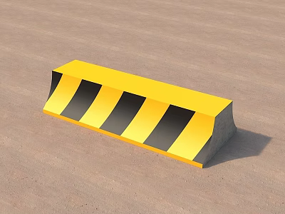 High Visibility Road Barrier With Yellow And Black Stripes For Traffic Safety 3d model