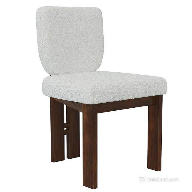 Comfortable Modern Leisure Chair With White Fabric Upholstery And Dark Wooden Legs Design 3d model 