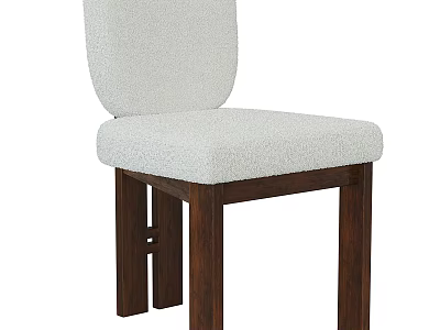 Comfortable Modern Leisure Chair With White Fabric Upholstery And Dark Wooden Legs Design 3d model