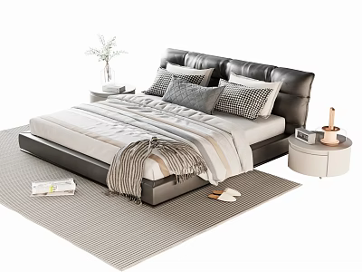 Modern Double Bed Bedside Cabinet