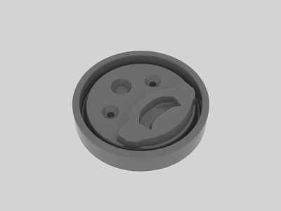 Round Gray Mechanical Component With Handle And Three Small Holes 3d model